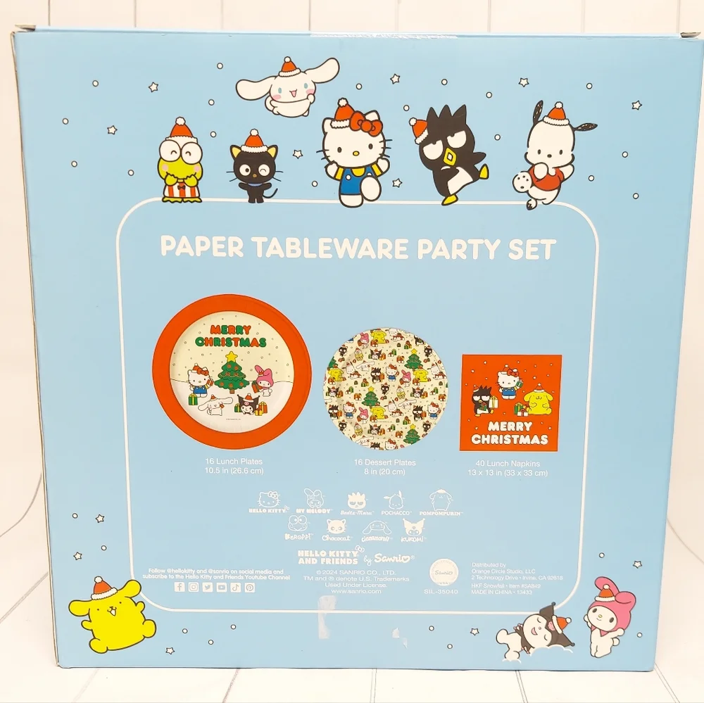 Hello Kitty and Friends Paper Tableware Party Set Merry Christmas
